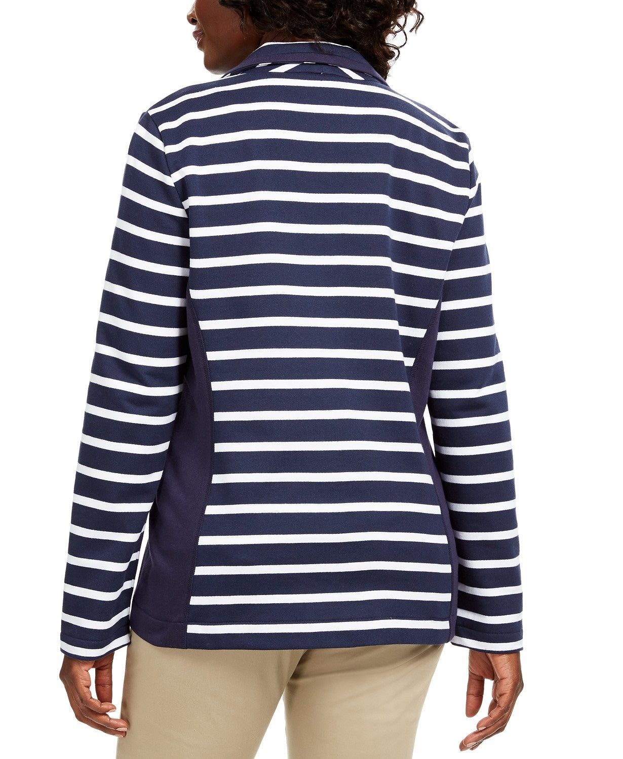 Karen Scott Women's Sport French Terry Striped Jacket Blue Size Extra Large