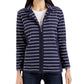 Karen Scott Women's Sport French Terry Striped Jacket Navy Size Medium