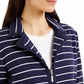 Karen Scott Women's Sport French Terry Striped Jacket Navy Size Medium