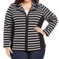 Karen Scott Women's Plus Notch Collar Zip-Front Jacket Black Size X-Large