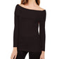 INC International Concepts Women's Off-The-Shoulder Ribbed Sweater Black Size Small