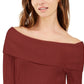 INC International Concepts Women's Off-The-Shoulder Ribbed Sweater Red Size X-Large