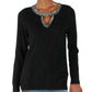 INC International Concepts Women's Embellished Keyhole Sweater Black Size Large