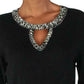 INC International Concepts Women's Embellished Keyhole Sweater Black Size Large