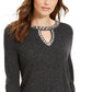 INC International Concepts Women's Embellished Keyhole Sweater Black Size X-Small