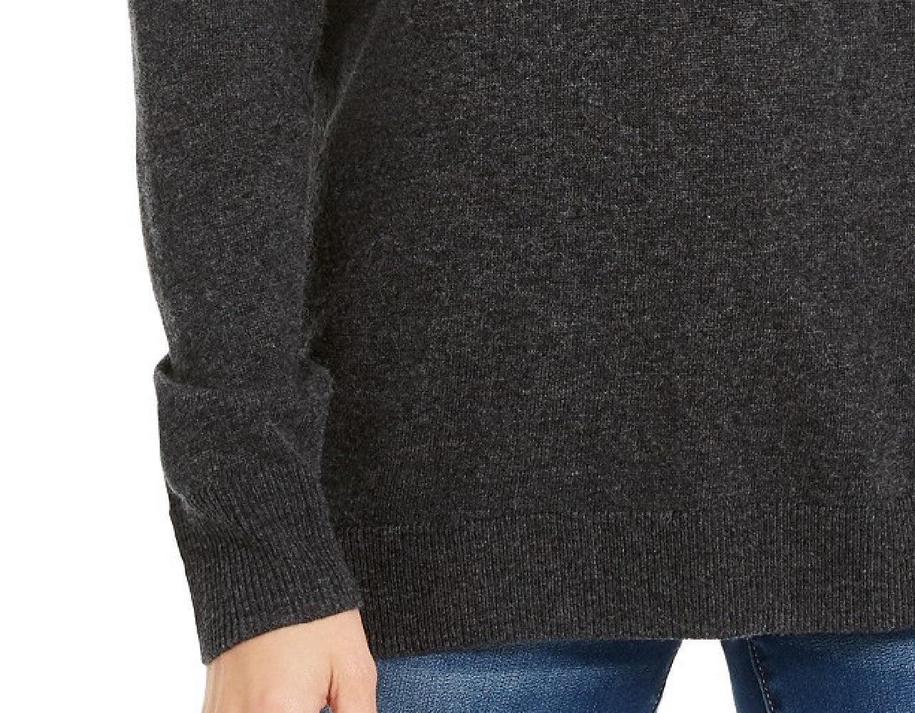 INC International Concepts Women's Embellished Keyhole Sweater Charcoal Size Small