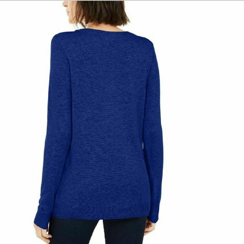 INC International Concepts Women's Embellished Keyhole Sweater Navy Size Large