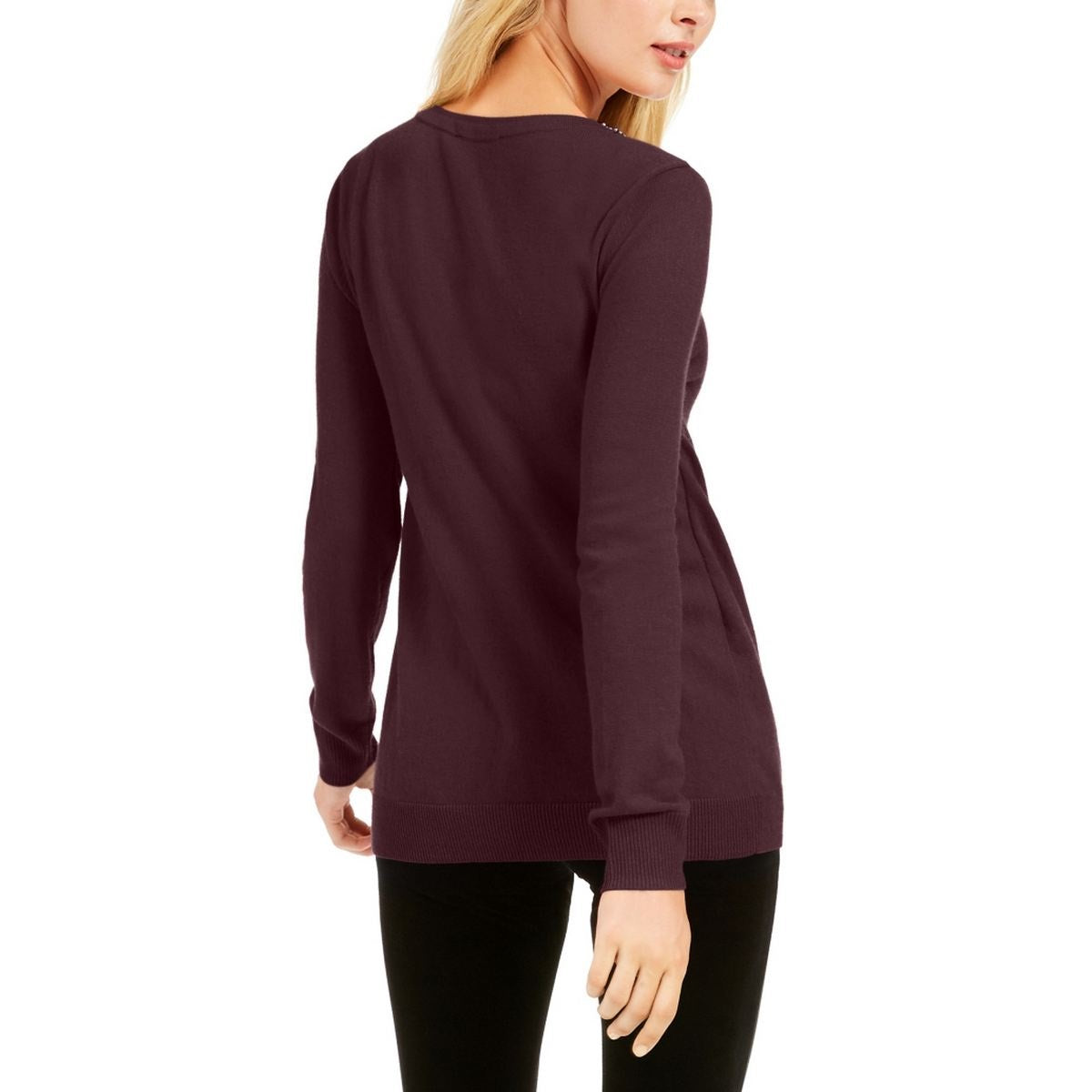 INC International Concepts Women's Embellished Keyhole Sweater Port Size Medium