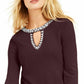 INC International Concepts Women's Embellished Keyhole Sweater Port Size Medium