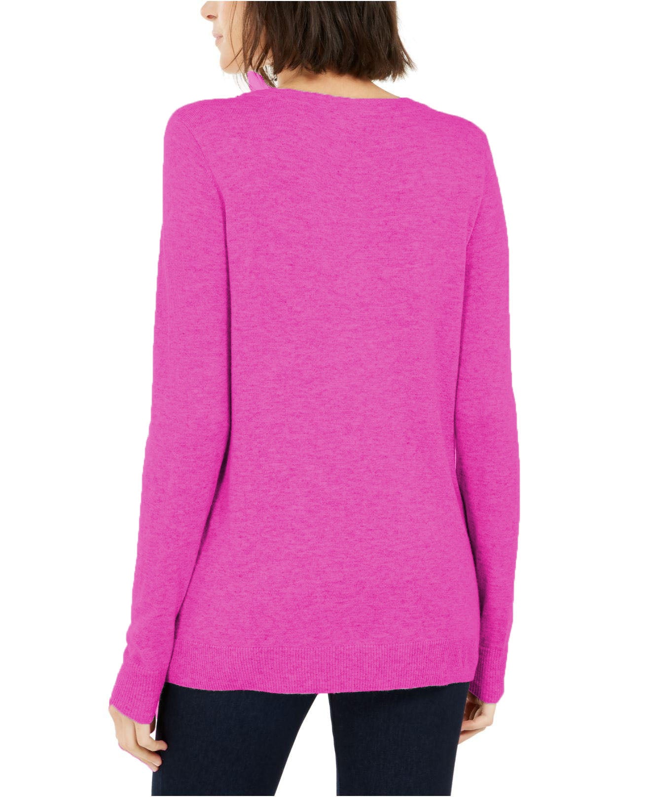 INC International Concepts Women's Embellished Keyhole Sweater Pink Size Small