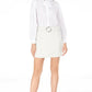 INC International Concepts Women's Belted Mini Skirt White Size 12 P