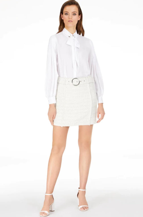 INC International Concepts Women's Belted Mini Skirt White Size 12 P