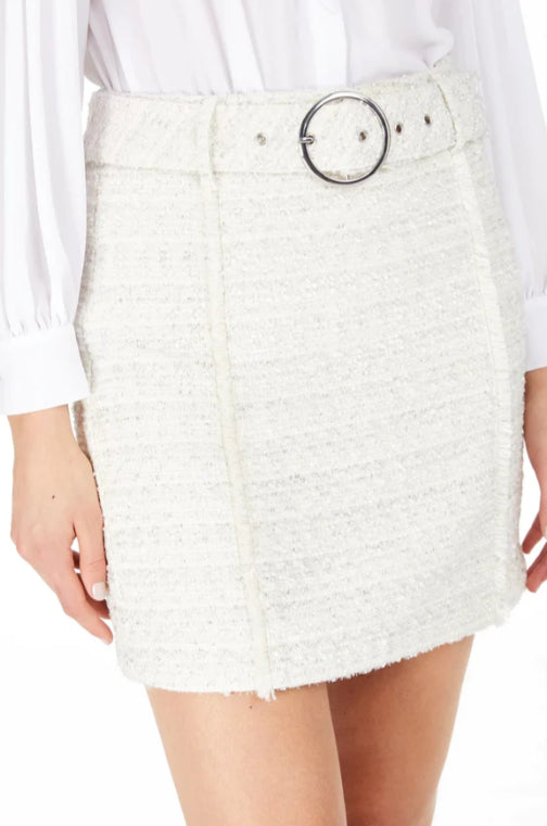 INC International Concepts Women's Belted Mini Skirt White Size 12 P