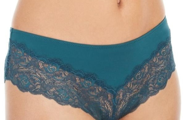INC International Concepts Women's Lace-Trim Hipster Underwear Green Size Small