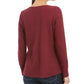 Style & Co Women's Embroidered Split-Neck Cotton Thermal Top  Red Size Medium