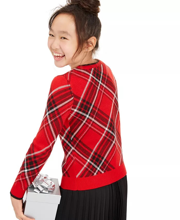 Charter Club Girl's Big Girls Plaid Family Sweater Red Size Large