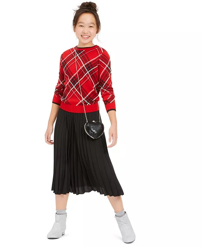 Charter Club Girl's Big Girls Plaid Family Sweater Red Size Large