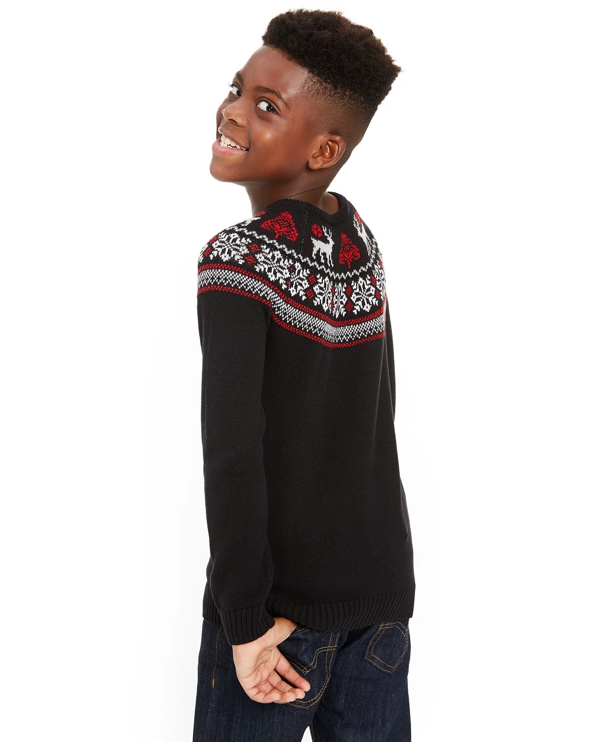 Charter Club Big Boys Fair Isle Family Sweater Black Size X-Large