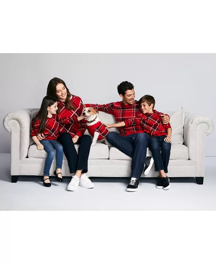 Charter Club Big Boy's Plaid Family Sweater Medium Red Size Small