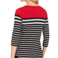 Karen Scott Women's Sport Colorblocked Striped Grommet Top Bright Red Size Extra Small