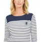 Karen Scott Women's Sport Colorblocked Striped Top Blue Size Small
