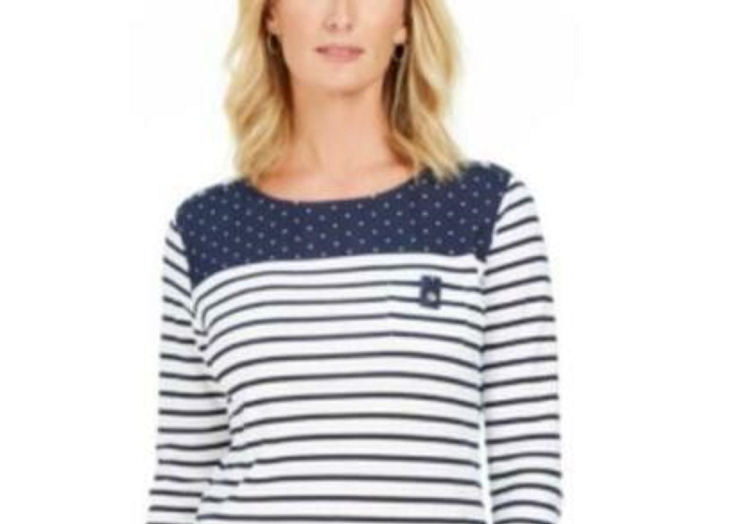 Karen Scott Women's Sport Colorblocked Striped Top Blue Size Small