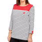 Karen Scott Women's Sport Colorblocked Striped Top Bright Red Size Extra Small