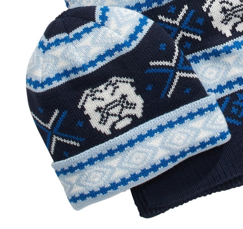 Club Room Men's Bulldog Hat & Scarf Set Blue Size Regular