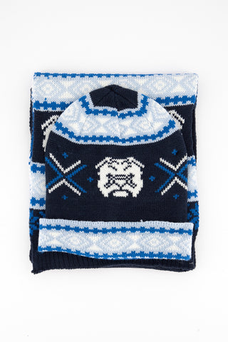 Club Room Men's Bulldog Hat & Scarf Set Blue Size Regular