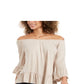 Style & Co Women's Off-The-Shoulder Bell-Sleeve Top Brown Size Small