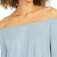 Style & Co Women's Off-The-Shoulder Bell-Sleeve Top Blue Size X-Small