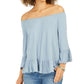 Style & Co Women's Off-The-Shoulder Bell-Sleeve Top Blue Size 2 Extra Large