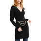 INC International Concepts Women's Chain-Belt Sweater Tunic Deep Black Size Small