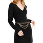 INC International Concepts Women's Chain-Belt Sweater Tunic Black Size Medium