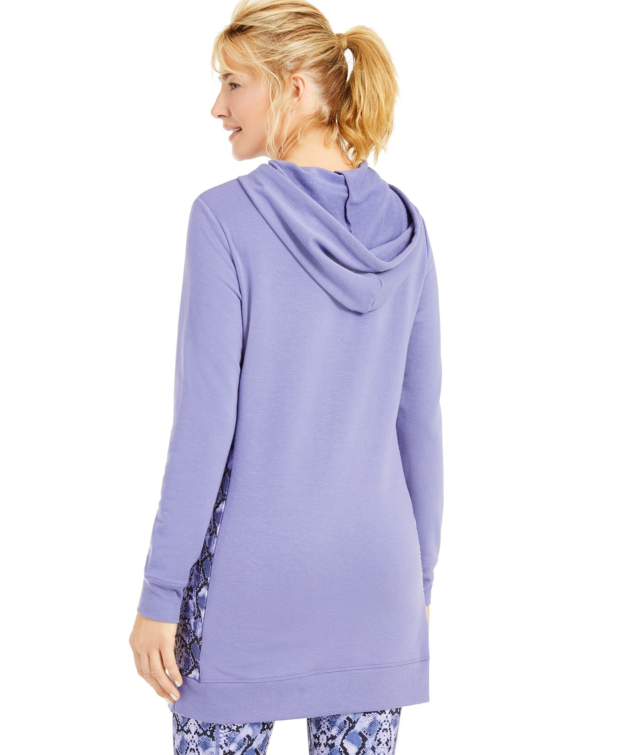 Ideology Women's Printed-Panel Long Hoodie Purple Size Small