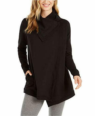 Ideology Women's Snap-Front Wrap Black Size Extra Large