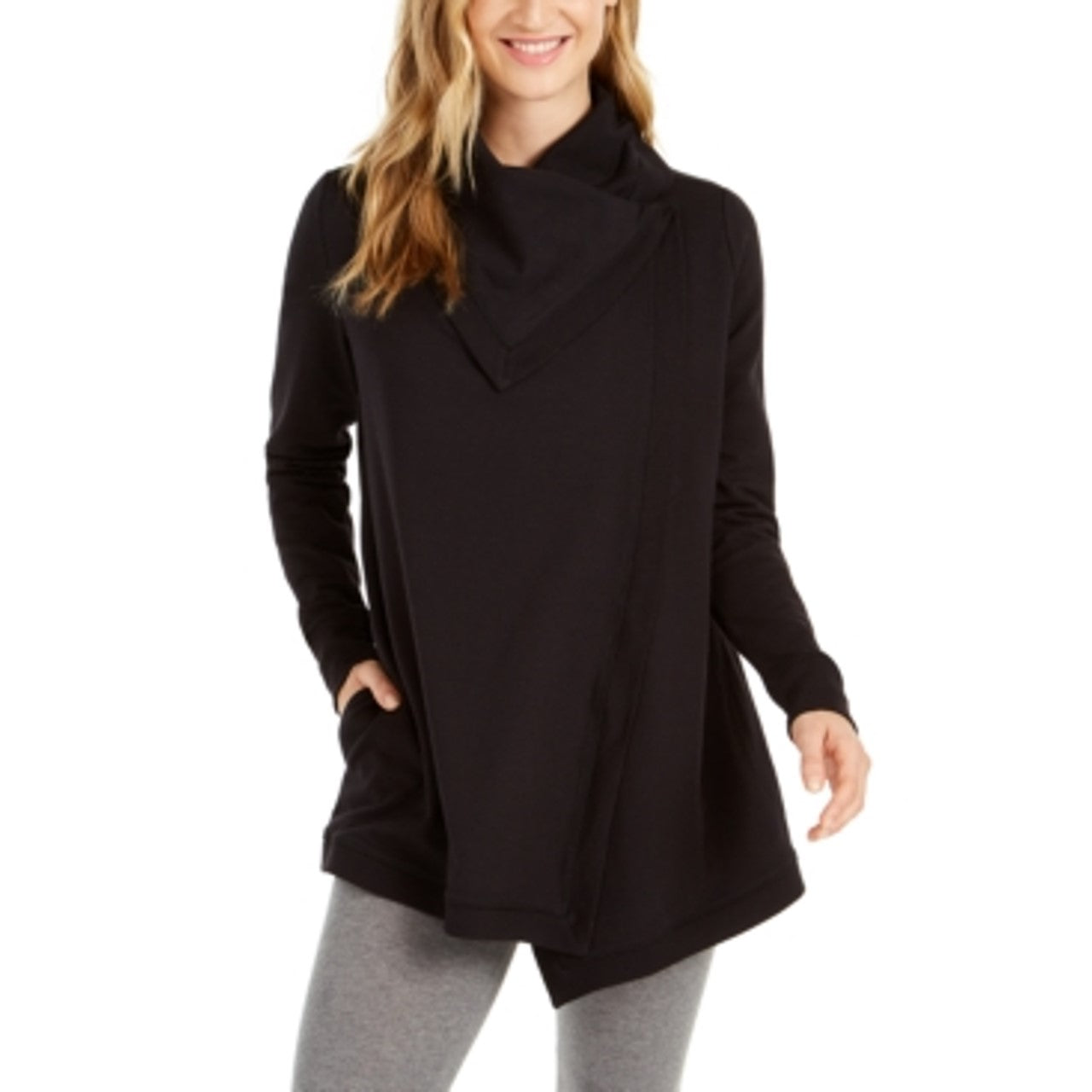 Ideology Women's Snap-Front Wrap Black Size Large