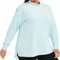 Ideology Women's Plus Size Split-Shoulder Mock-Neck Top Aqua Size 3X