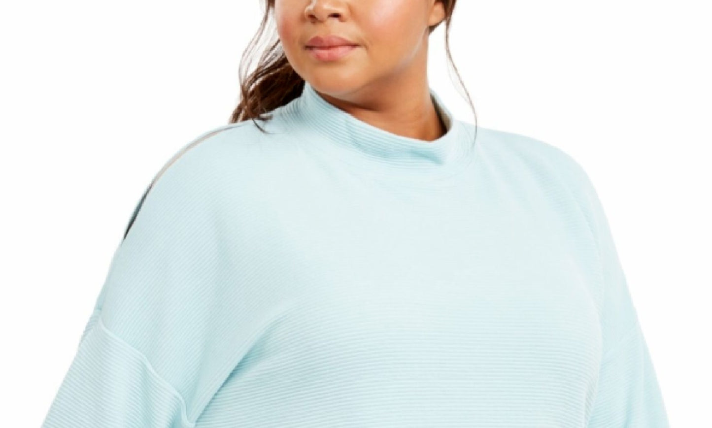 Ideology Women's Plus Size Split-Shoulder Mock-Neck Top Aqua Size 3X