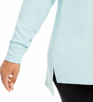 Ideology Women's Plus Size Split-Shoulder Mock-Neck Top Aqua Size 3X