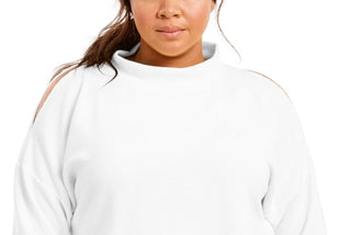 Ideology Women's Plus Size Split-Shoulder Mock-Neck Top White Size 3X