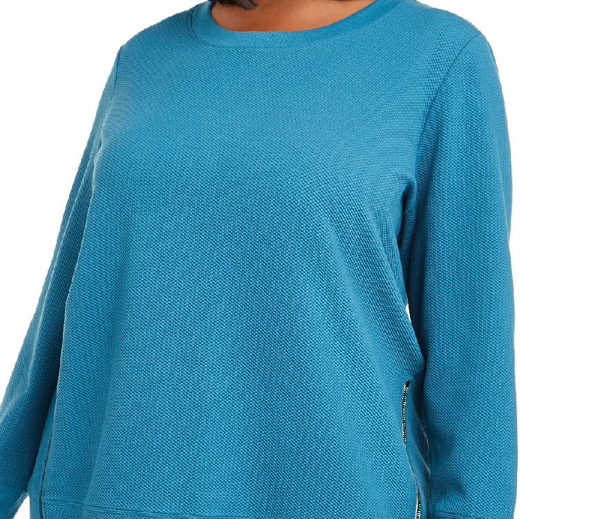 Ideology Women's Plus Size Side-Zipper Sweatshirt Dark Blue Size XX-Large