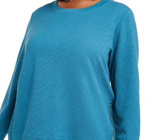 Ideology Women's Plus Size Side-Zipper Sweatshirt Dark Blue Size XX-Large
