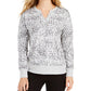 Ideology Women's Printed Split-Neck Top Gray Size Large