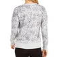 Ideology Women's Printed Split-Neck Top Gray Size Extra Large