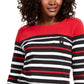 Karen Scott Women's Sport Striped 3/4-Sleeve Top Red Size Extra Small