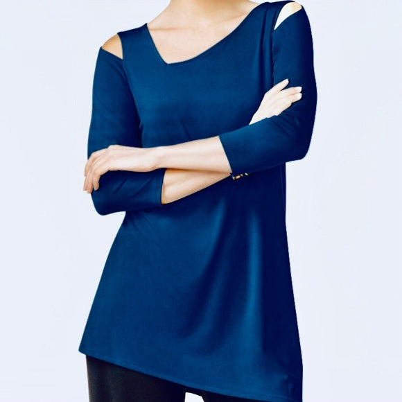 Alfani Women's Cold-Shoulder Asymmetrical Top  Blue Size Extra Large