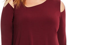 Alfani Women's Asymmetrical Cut-Out Top Wine Size Petite Small