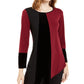 Alfani Women's Petite Asymmetrical-Hem Colorblocked Top Red Size X-Large