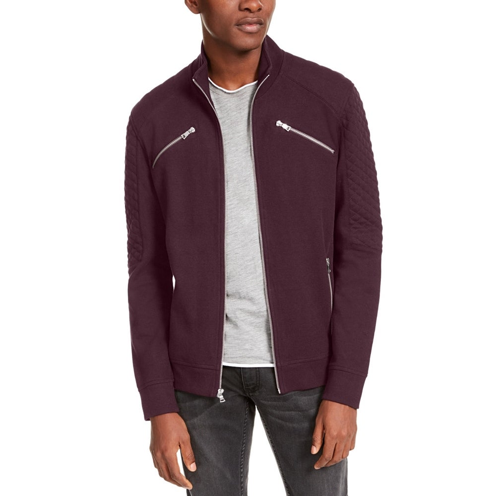 INC International Concepts Men's Ribbed Quilted-Sleeve Jacket Purple Size XX-Large
